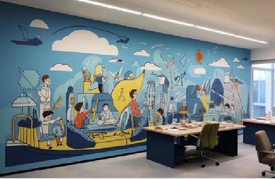 清流办公室墙绘的特点。