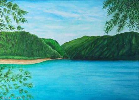 清流在墙绘中,如何绘画绿水青山?